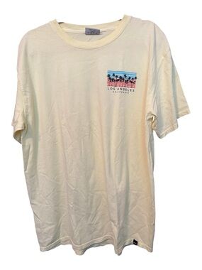LG Los Angeles Palm Pocket Tee - Cream with Blue & Pink Accent